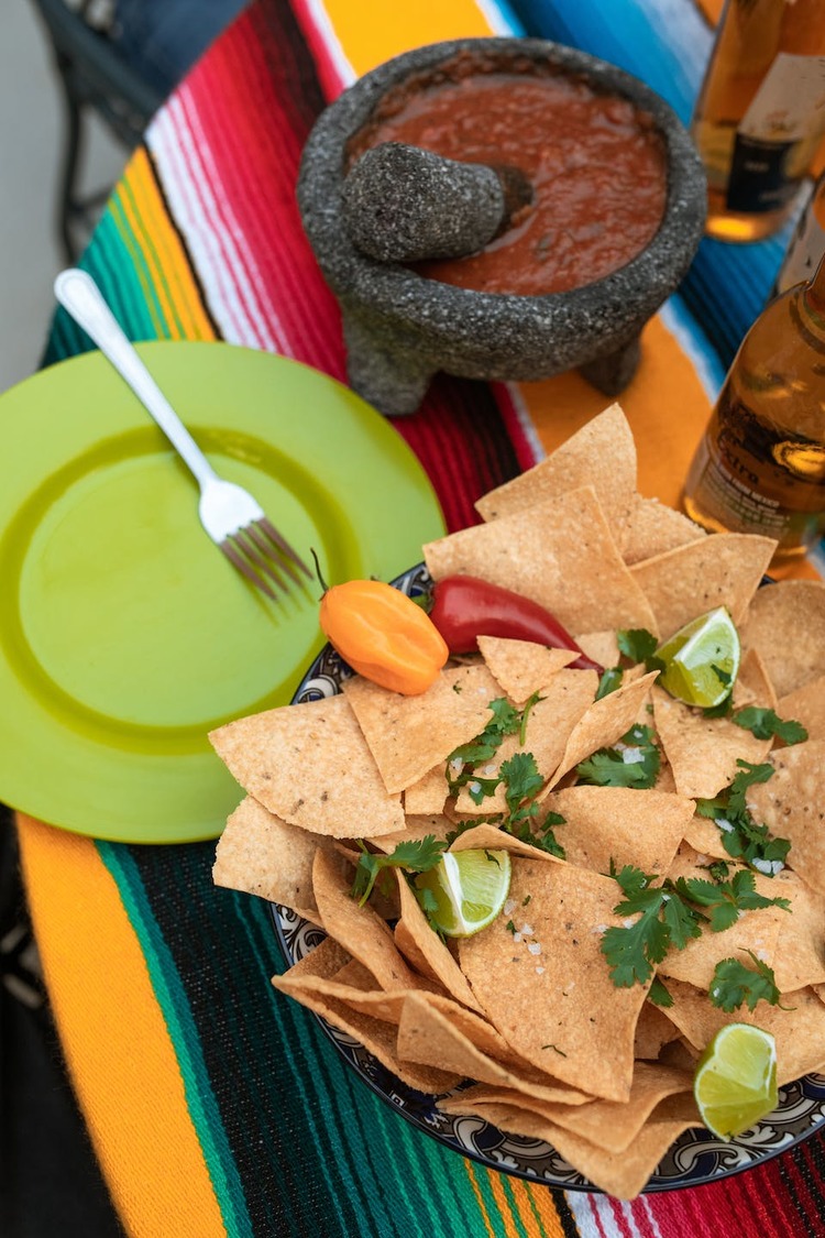 Nachos Recipe - Homemade Tortilla Chips with Peppers, Lime and Cilantro